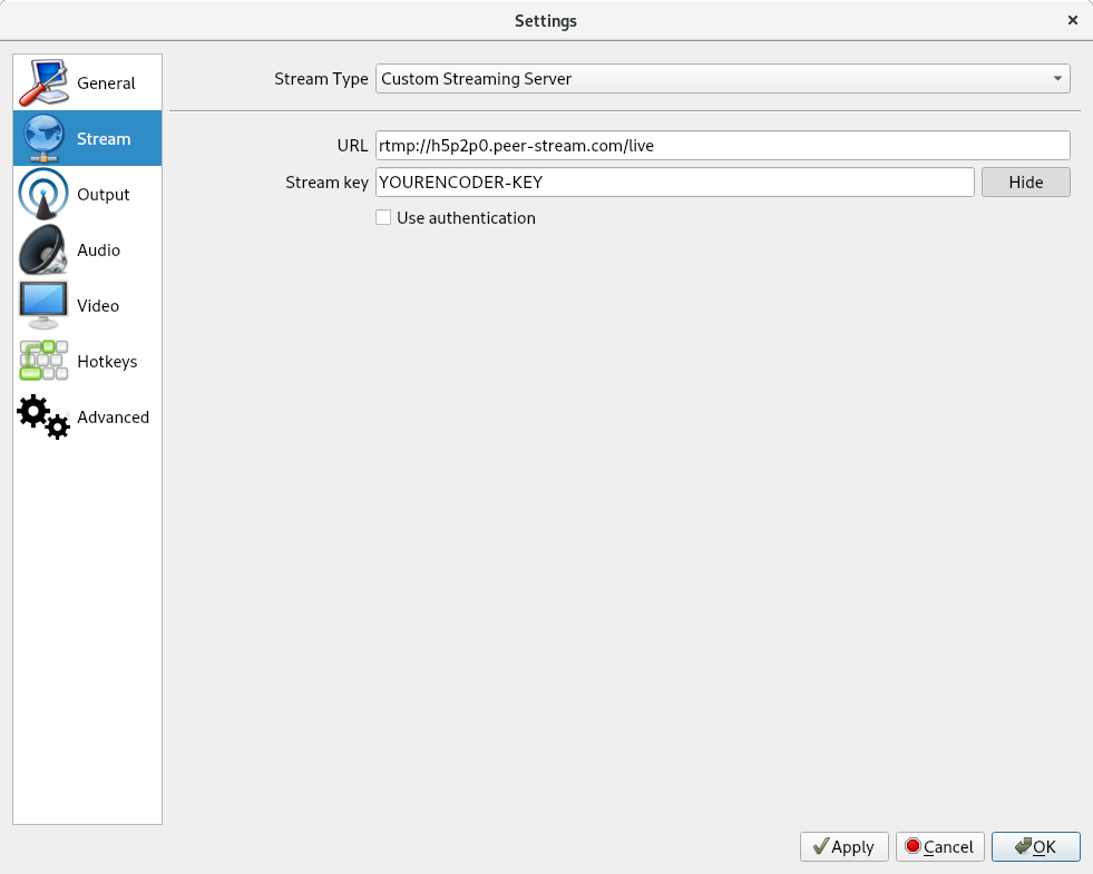 Screenshot of the peerStream player in action.
